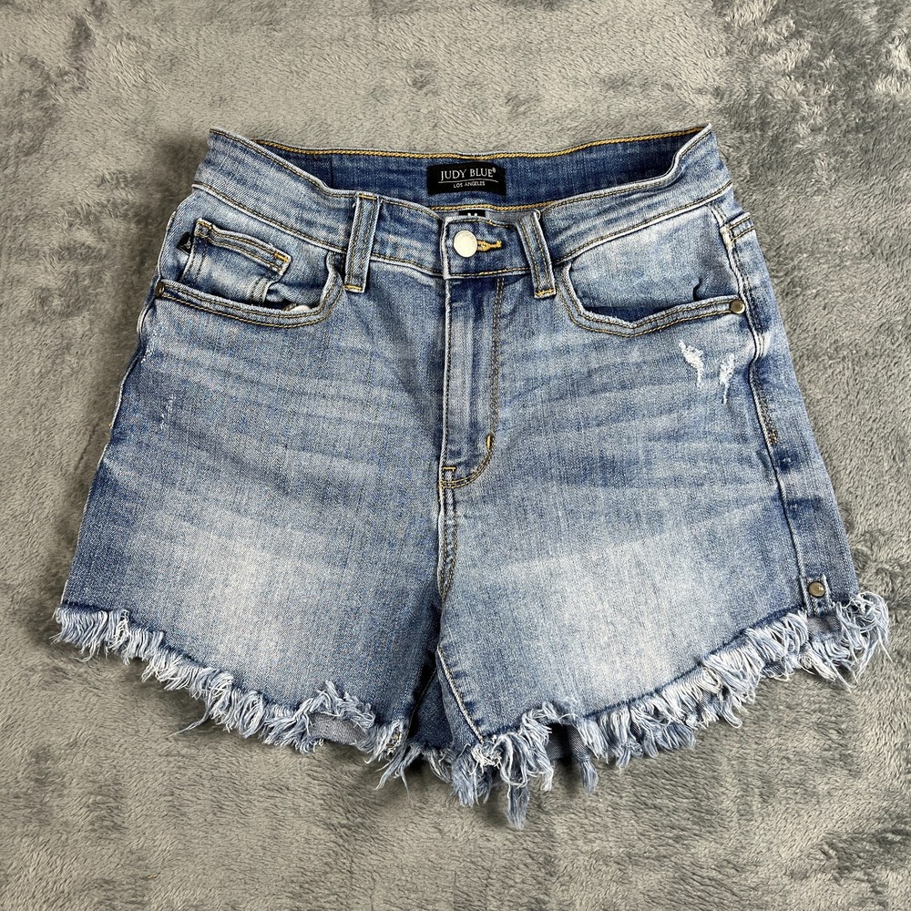 Judy Blue Cut Off Shorts Womens Medium Denim Cotton Distressed Frayed Hem Button